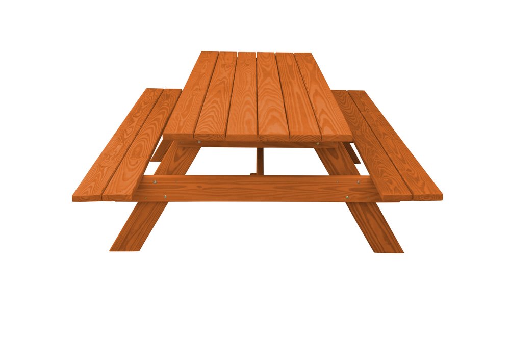 94" Red Solid Wood Outdoor Picnic Table