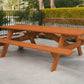 94" Brown Solid Wood Outdoor Picnic Table with Umbrella Hole