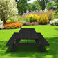 Black Solid Wood Dining Set with Two Benches With Umbrella Hole