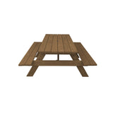 94" Brown Solid Wood Outdoor Picnic Table with Umbrella Hole