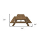 94" Brown Solid Wood Outdoor Picnic Table with Umbrella Hole