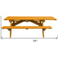 94" Natural Solid Wood Outdoor Picnic Table