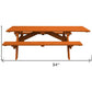 94" Redwood Solid Wood Outdoor Picnic Table