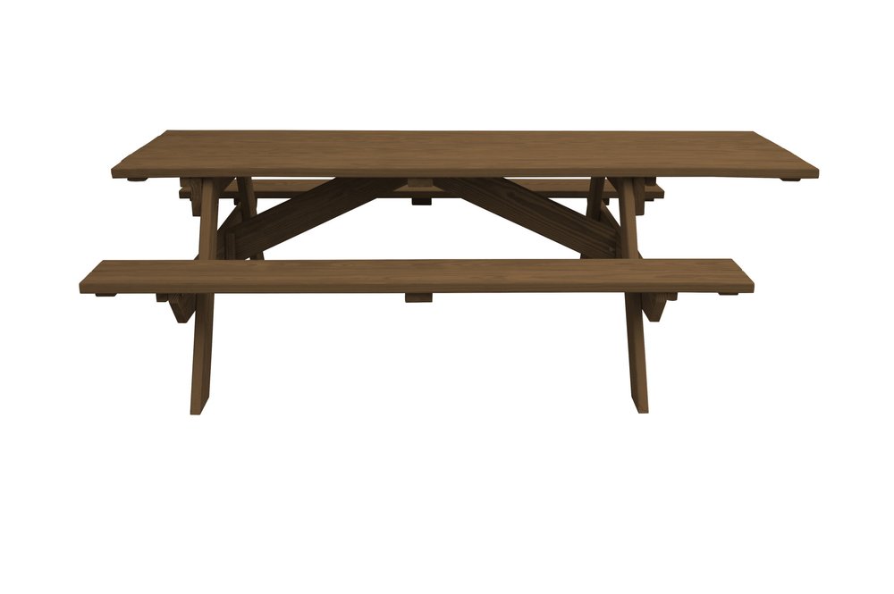 94" Brown Solid Wood Outdoor Picnic Table