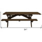 94" Dark Brown Solid Wood Outdoor Picnic Table