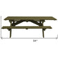 94" Green Solid Wood Outdoor Picnic Table