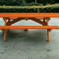 94" Redwood Solid Wood Outdoor Picnic Table with Umbrella Hole