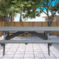 Gray Solid Wood Outdoor Picnic Table Umbrella Hole