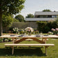 Beige Solid Wood Outdoor Picnic Table Umbrella Hole