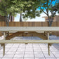 Beige Solid Wood Outdoor Picnic Table Umbrella Hole
