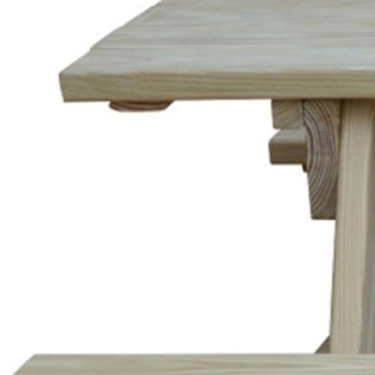 Beige Solid Wood Outdoor Picnic Table Umbrella Hole