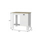 White and Natural 35" Kitchen Island With Storage