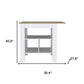 35" Natural and White Wood Kitchen Island With Storage
