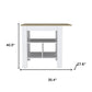 35" Natural and White Wood Kitchen Island With Storage