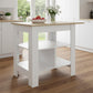 35" Natural and White Wood Kitchen Island With Storage