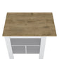 35" Natural and White Wood Kitchen Island With Storage