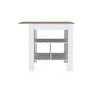 35" Natural and White Wood Kitchen Island With Storage