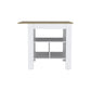 35" Natural and White Wood Kitchen Island With Storage