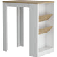 36" Natural and White Wood Kitchen Island With Storage