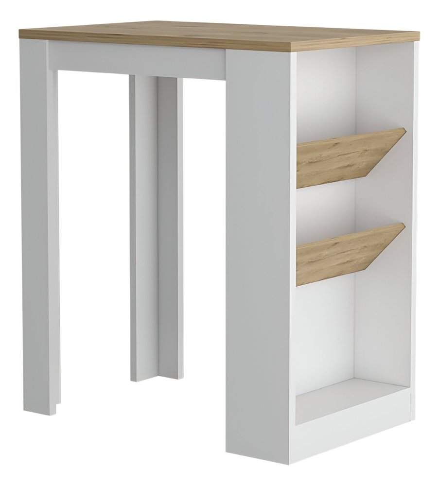 36" Natural and White Wood Kitchen Island With Storage