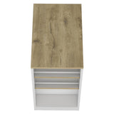 36" Natural and White Wood Kitchen Island With Storage