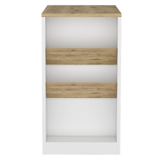 36" Natural and White Wood Kitchen Island With Storage