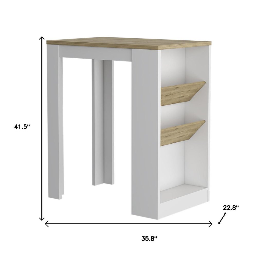 36" Natural and White Wood Kitchen Island With Storage