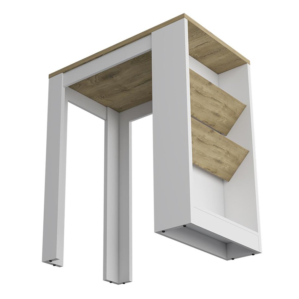 36" Natural and White Wood Kitchen Island With Storage