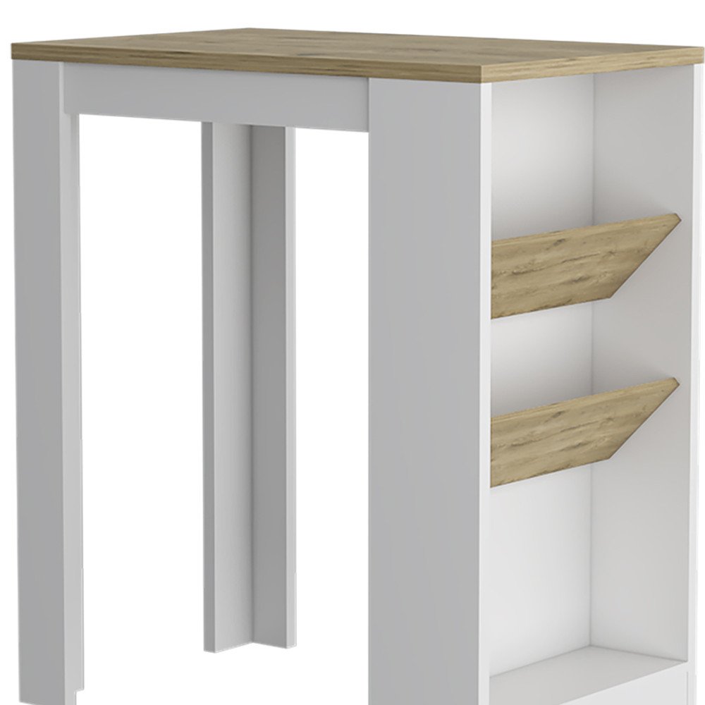 36" Natural and White Wood Kitchen Island With Storage