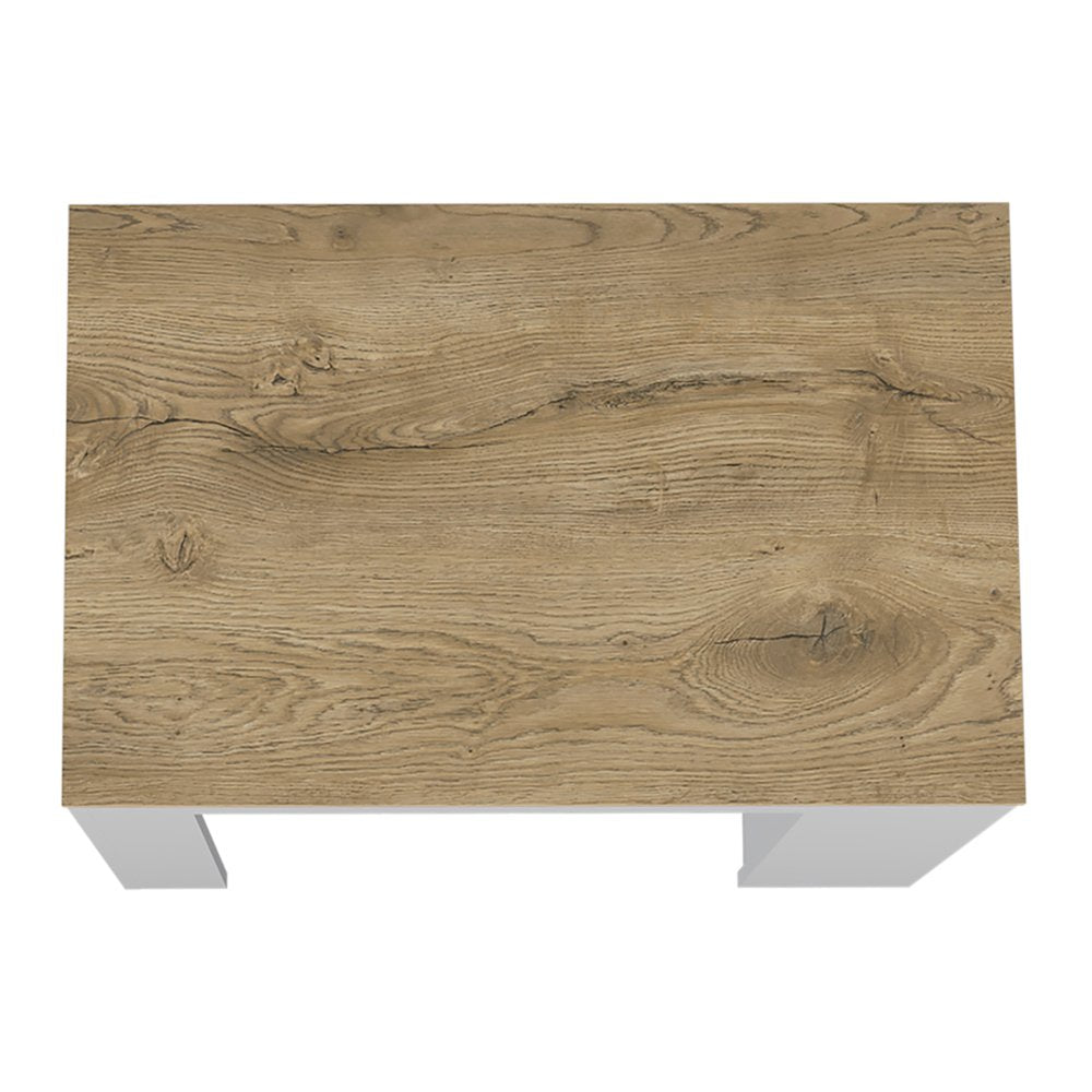 36" Oak and White Wood Kitchen Island With Storage
