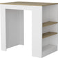36" Oak and White Wood Kitchen Island With Storage