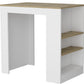 36" Oak and White Wood Kitchen Island With Storage