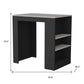 36" Gray and Black Faux Marble and Wood Kitchen Island With Storage