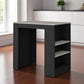 36" Gray and Black Faux Marble and Wood Kitchen Island With Storage