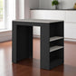 36" Gray and Black Faux Marble and Wood Kitchen Island With Storage