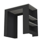 36" Gray and Black Faux Marble and Wood Kitchen Island With Storage