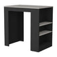 36" Gray and Black Faux Marble and Wood Kitchen Island With Storage