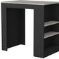 36" Gray and Black Faux Marble and Wood Kitchen Island With Storage