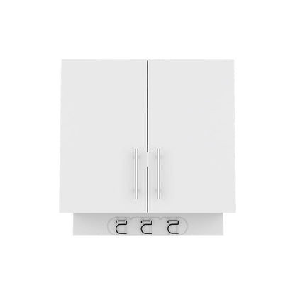 26" White Wood Wall Mounted Utlity Cabinet With Two Doors