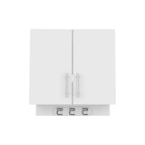 26" White Wood Wall Mounted Utlity Cabinet With Two Doors