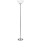 70" Nickel Metal Torchiere Floor Lamp With White Glass Dome Shade