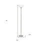 70" Nickel Metal Torchiere Floor Lamp With White Glass Dome Shade