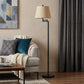 60" Bronze Swing Arm Floor Lamp With White Square Shade