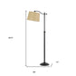 63" Bronze Metal Adjustable Floor Lamp With Tan Paper Square Shade
