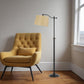 63" Bronze Metal Adjustable Floor Lamp With Tan Paper Square Shade