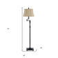 61" Bronze Swing Arm Floor Lamp With Brown Square Shade