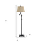 61" Bronze Swing Arm Floor Lamp With Brown Square Shade