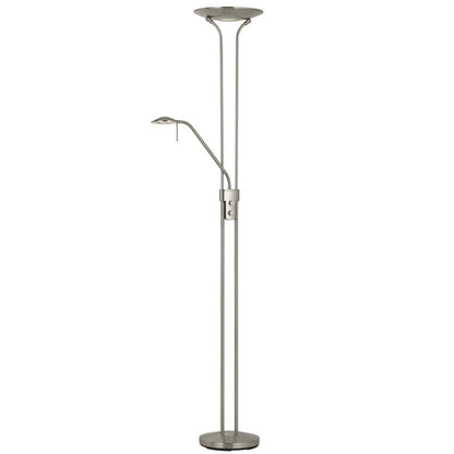 71" Nickel Led Torchiere Floor Lamp With Nickel Dome Shade