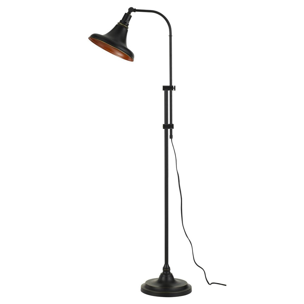 58" Bronze Metal Adjustable Floor Lamp With Bronze Metal Dome Shade