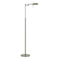 61" Nickel Metal Adjustable Swing Arm Floor Lamp With Gray Shade
